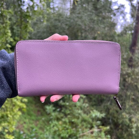 COACH Crossgrain Leather Wallet Purple with Silver Hardware AUTHENTIC - Picture 2 of 7